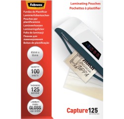 Fellowes pochette à plastifier Capture125 ft 65 x 95 mm, 250 microns (2 x 125 microns), paquet de 100