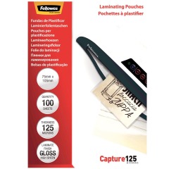 Fellowes pochette à plastifier Capture125 ft 75 x 105 mm, 250 microns (2 x 125 microns), paquet de 100