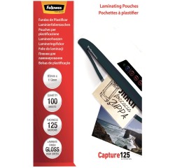 Fellowes pochette à plastifier Capture125 ft 83 x 113 mm, 250 microns (2 x 125 microns), paquet de 100