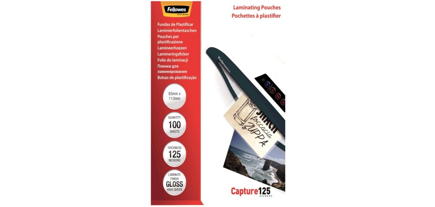 Fellowes lamineerhoes Capture125 ft 83 x 113 mm, 250 micron (2 x 125 micron), pak van 100 stuks