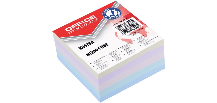 OFFICE Produkte Würfel-Notizblock, haftend, 8,5 x 8,5 x 4 cm, verschiedene Pastellfarben