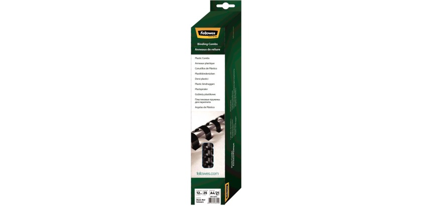 Fellowes bindings, pack of 25 pieces, 12 mm, black