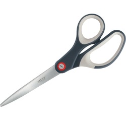 Leitz schaar Cosy, ft 20,5 cm, rechts, scherpe punt, RVS, grijs, blister van 1 stuk