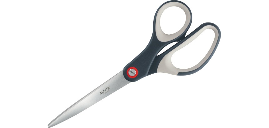 Leitz ciseaux Cosy, ft 20,5 cm, droite, bouts pointus, inox, gris, blister de 1 pièce