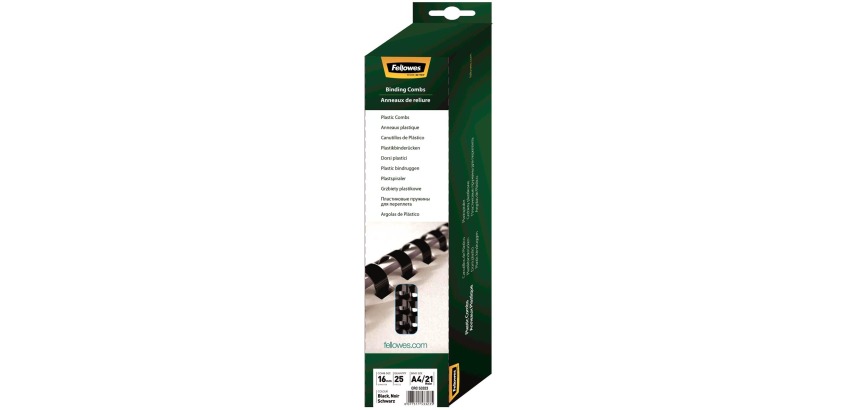 Fellowes bindings, pack of 25 pieces, 16 mm, black