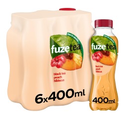 Fuze Tea frisdrank, niet-bruisend,  fles van 40 cl, pak van 24 stuks, perzik hibiscus