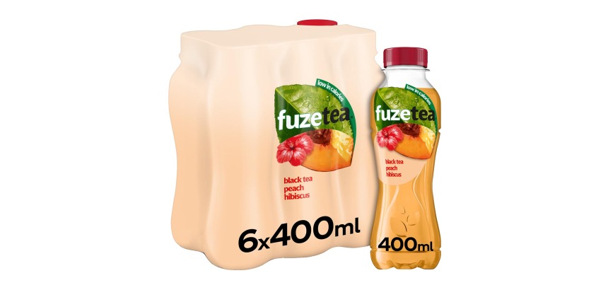 Fuze Tea boisson rafraîchissant, non pétillant,  bouteille de 40 cl, paquet de 24 pièces, pêche hibiscus