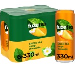 Fuze Tea boisson rafraîchissant, non pétillant, canette sleek de 33 cl, paquet de 24 pièces, mangue camom