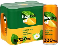 Fuze Tea frisdrank, niet-bruisend, sleek blik van 33 cl, pak van 24 stuks, mango kamille