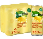 Fuze Tea boisson rafraîchissant, pétillant, canette sleek de 33 cl, paquet de 24 pièces, thé noir