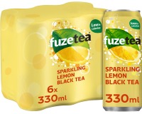 Fuze Tea frisdrank, bruisend, sleek blik van 33 cl, pak van 24 stuks, zwarte thee