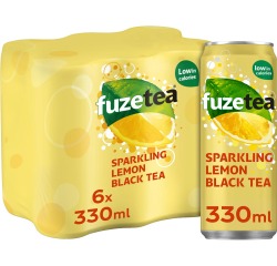 Fuze Tea frisdrank, bruisend, sleek blik van 33 cl, pak van 24 stuks, zwarte thee