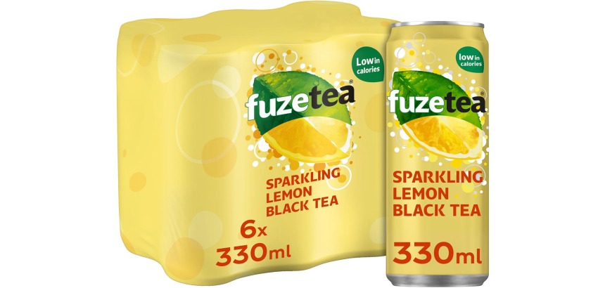 Fuze Tea boisson rafraîchissant, pétillant, canette sleek de 33 cl, paquet de 24 pièces, thé noir