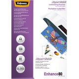 Fellowes Super Quick pochette à plastifier Enhance80, ft A4, 160 microns (2 x 80 microns), paquet de 100