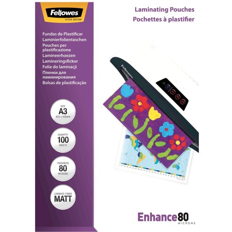 Fellowes lamineerhoes Enhance80 ft A3, 160 micron (2 x 80 micron), pak van 100 stuks, mat