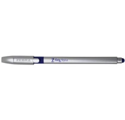 ZEBRA Z-grip pen-stylus, blue ink, silver body
