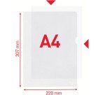 Chemise coin plastique Esselte A4 polypropylène 8/100e grainé incolore - Paquet de 100