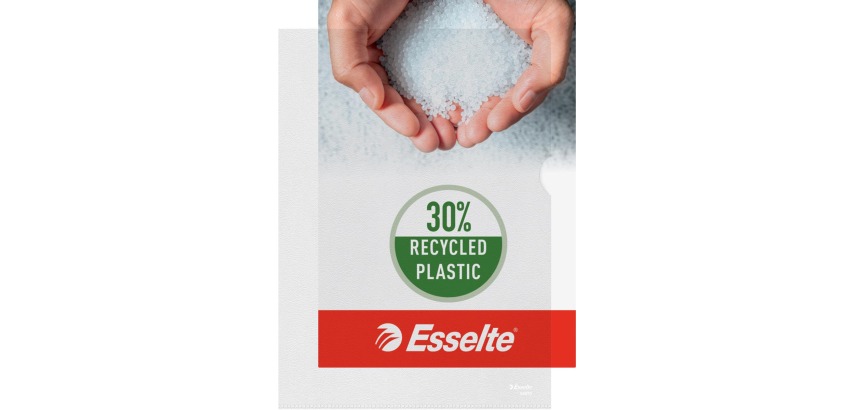 Esselte Premium A4 folder, made from 30% pre-consumer recycled plastic