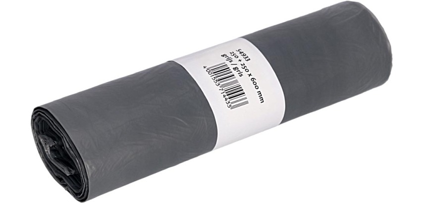 Deiss sac à ordures ft 50 x 60 cm, 33 litres, gris, HDPE, rouleau de 50 pièces