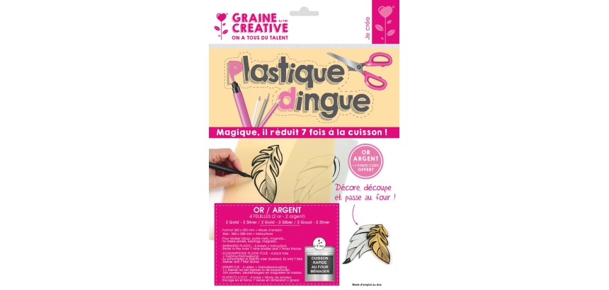 Graine Créative crazy plastic, 2 x gold and 2 x silver