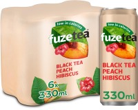 Fuze Tea frisdrank, niet-bruisend, sleek blik van 33 cl, pak van 24 stuks, perzik hibiscus
