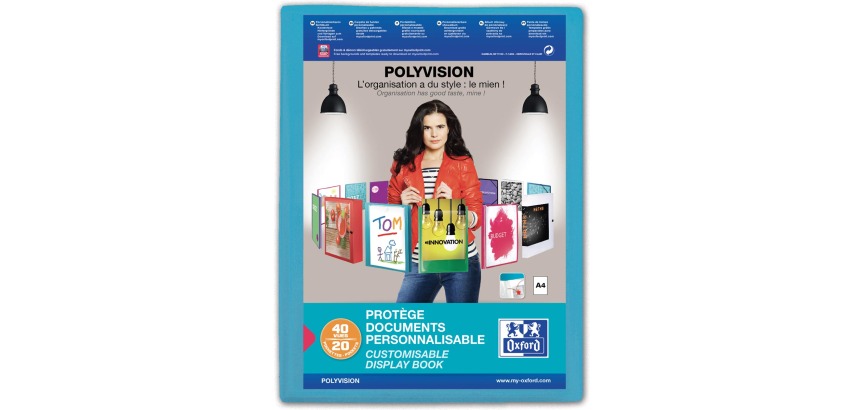 Oxford Polyvision Presentation Folder A4 20 Pockets PP Blue