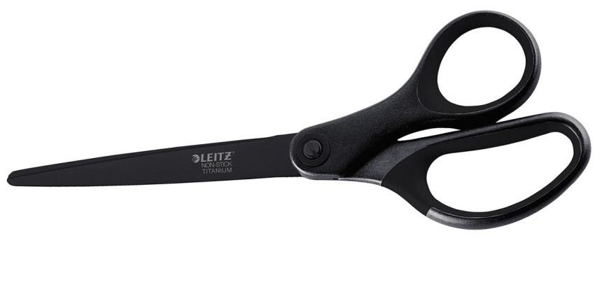 Leitz schaar, ft 20,5 cm, rechts en links, scherpe punt, titnium non stick, zwart, blister van 1 stuk