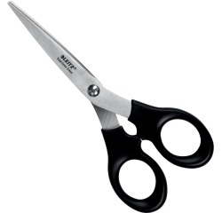 Leitz ciseaux, ft 16,5 cm, droite en gauche, bouts pointus, inox, noir, blister de 1 pièce