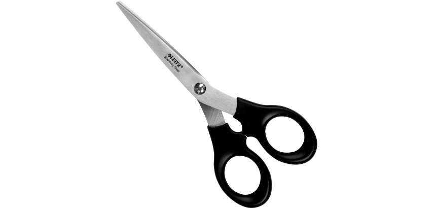 Leitz ciseaux, ft 16,5 cm, droite en gauche, bouts pointus, inox, noir, blister de 1 pièce