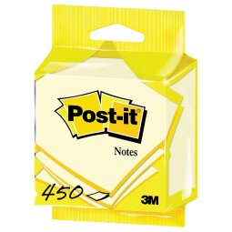 Post-it Notes, 450 feuilles, ft 76 x 76 mm, jaune, sous blister