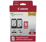 Canon PG575 XL + CL576 XL Pack cartouche noire + couleurs pour imprimante jet d'encre avec papier photo offert