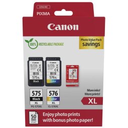 Canon photo value pack 1 x PG-575XL + 1 x CL-576XL, 300 - 400 pages, OEM 5437C006, 4 couleurs