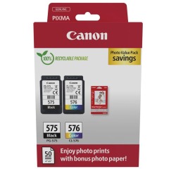 Canon PG-575 - CL-576 Pack cartouches 4 couleurs + papier photo pour imprimante jet d'encre