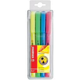 STABILO flash markeerstift, etui van 4 stuks in geassorteerde kleuren