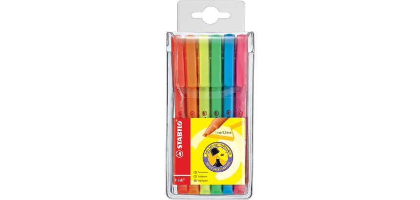 STABILO flash highlighter, set of 6 pieces in assorted colors