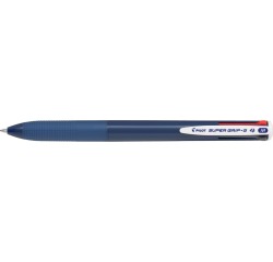 Pilot Super Grip G-4 stylo bille 4 couleurs, moyen, 4 couleurs d'encre classique, corps bleu