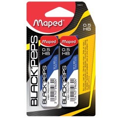 Maped Black'peps mines, 0,5 mm, HB, blister de 2 étuis de 12 pièces