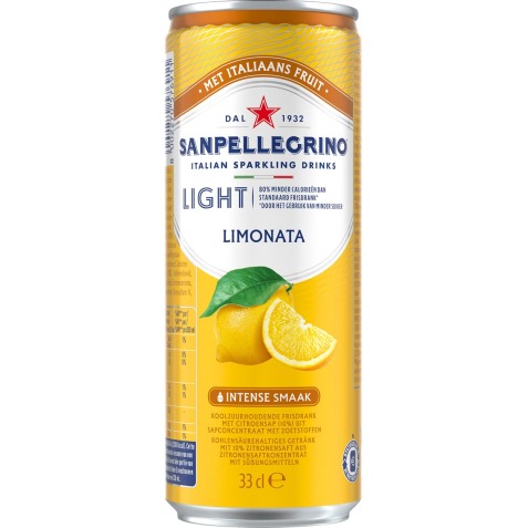 San Pellegrino limonade Limonata light, canette mince de 33 cl, paquet de 6 pièces