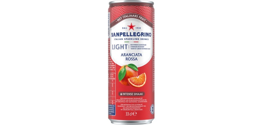 San Pellegrino limonade Aranciata Rossa light, canette mince de 33 cl, paquet de 6 pièces