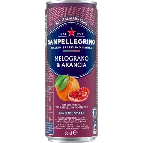 San Pellegrino limonade Melograno & Arancia, canette mince de 33 cl, paquet de 6 pièces