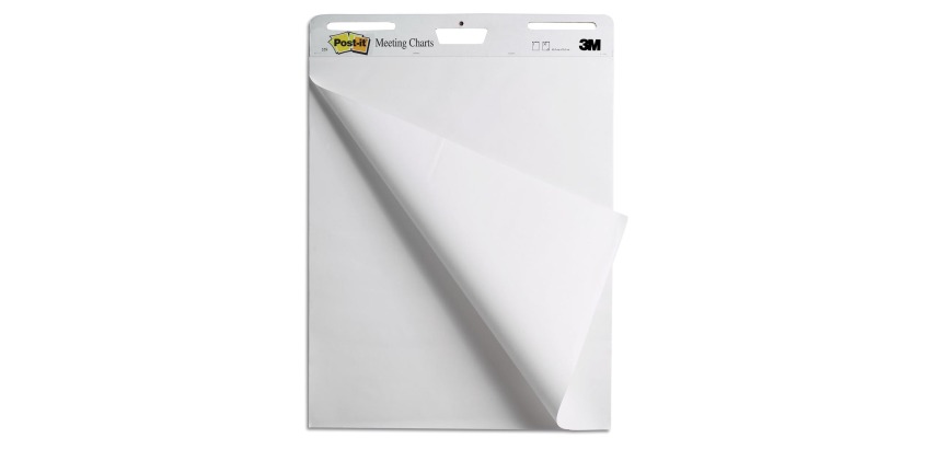 Post-it meeting chart, ft 63,5 x 76,2 cm, récyclé, bloc de 30 feuilles, paquet de 2 pièces