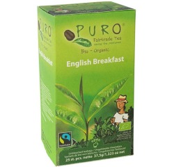 Puro Bio thé English Breakfast, du commerce équitable, paquet de 25 sachets