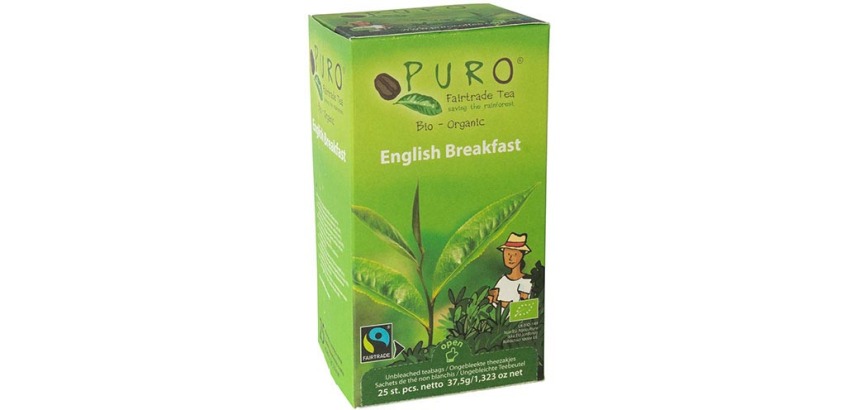 Puro Bio thé English Breakfast, du commerce équitable, paquet de 25 sachets