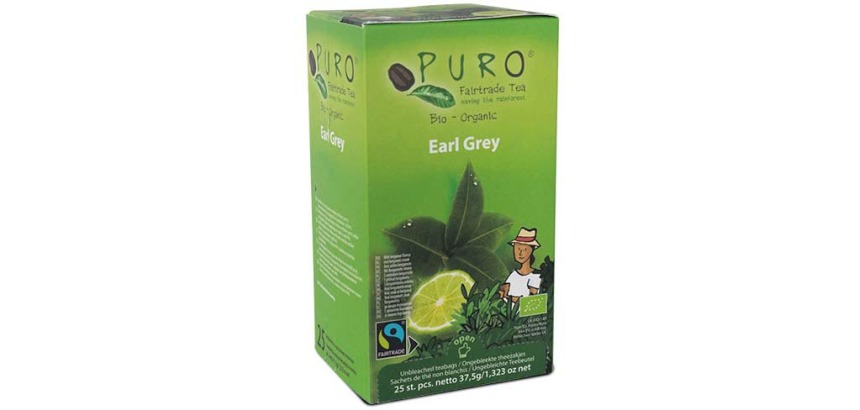 Puro Bio thé Earl Grey, du commerce équitable, paquet de 25 sachets