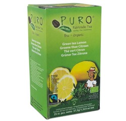 Puro Bio thé Citron, thé vert, du commerce équitable, paquet de 25 sachets