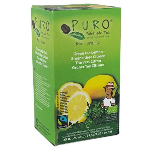 Puro Bio thé Citron, thé vert, du commerce équitable, paquet de 25 sachets