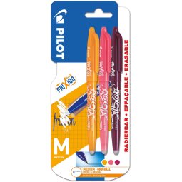 Pilot Frixion Ball roller à encre gel, blister de 3 pièces en couleurs assorties