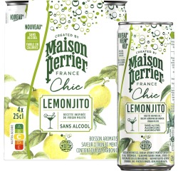 Maison Perrier mocktail Lemonjito, citron et menthe, cannette de 25 cl, paquet de 4 pièces
