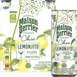 Maison Perrier mocktail Lemonjito, citroen- en muntsmaak, blik van 25 cl, pak van 4 stuks