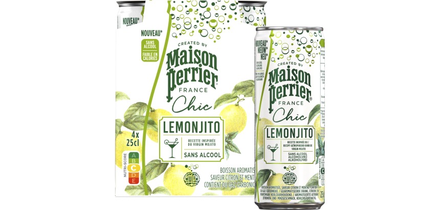 Maison Perrier mocktail Lemonjito, citron et menthe, cannette de 25 cl, paquet de 4 pièces